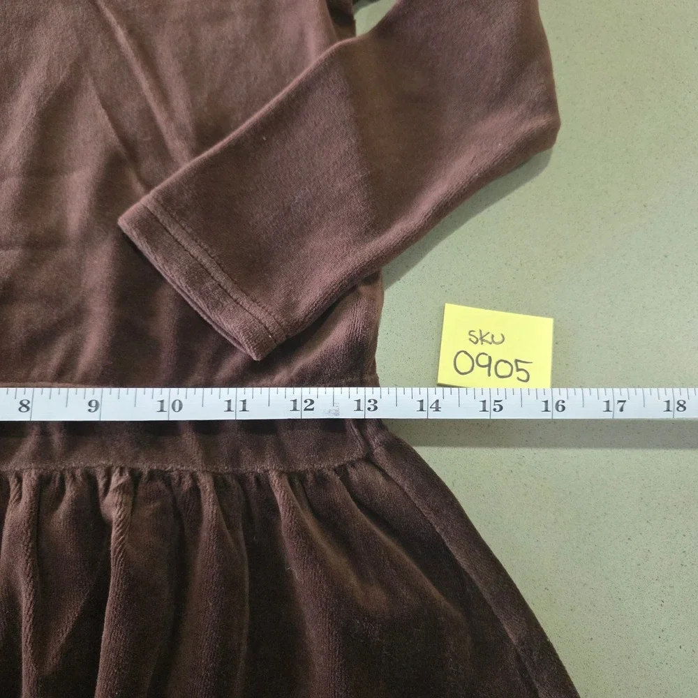 Gymboree‎ Girls Brown Velour Hooded Dress Hearts Embroidery Size 8 0905